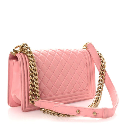 Chanel Lambskin Quilted Medium Boy Flap Light Pink