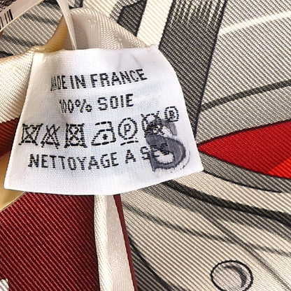Hermes Silk Brides Et Destin Scarf 90 Rouge Gris Argent White