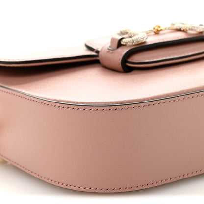 Gucci Azalea Calfskin Crystal GG Monogram Mini Horsebit 1955 Shoulder Bag Dusty Rose