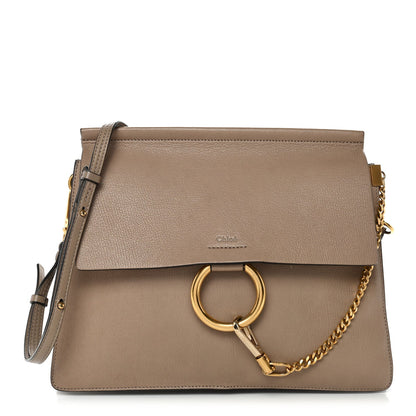 Chloe Goatskin Medium Faye Shoulder Bag Motty Grey