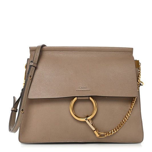 Chloe Goatskin Medium Faye Shoulder Bag Motty Grey