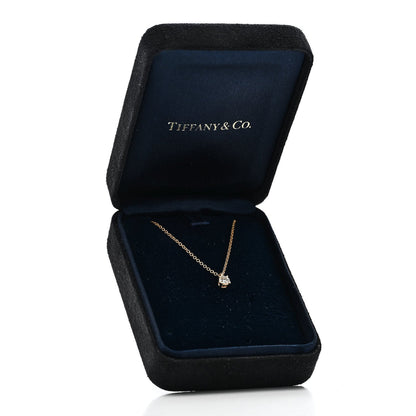Tiffany 18K Rose Gold Diamond .17ct Solitaire Pendant Necklace