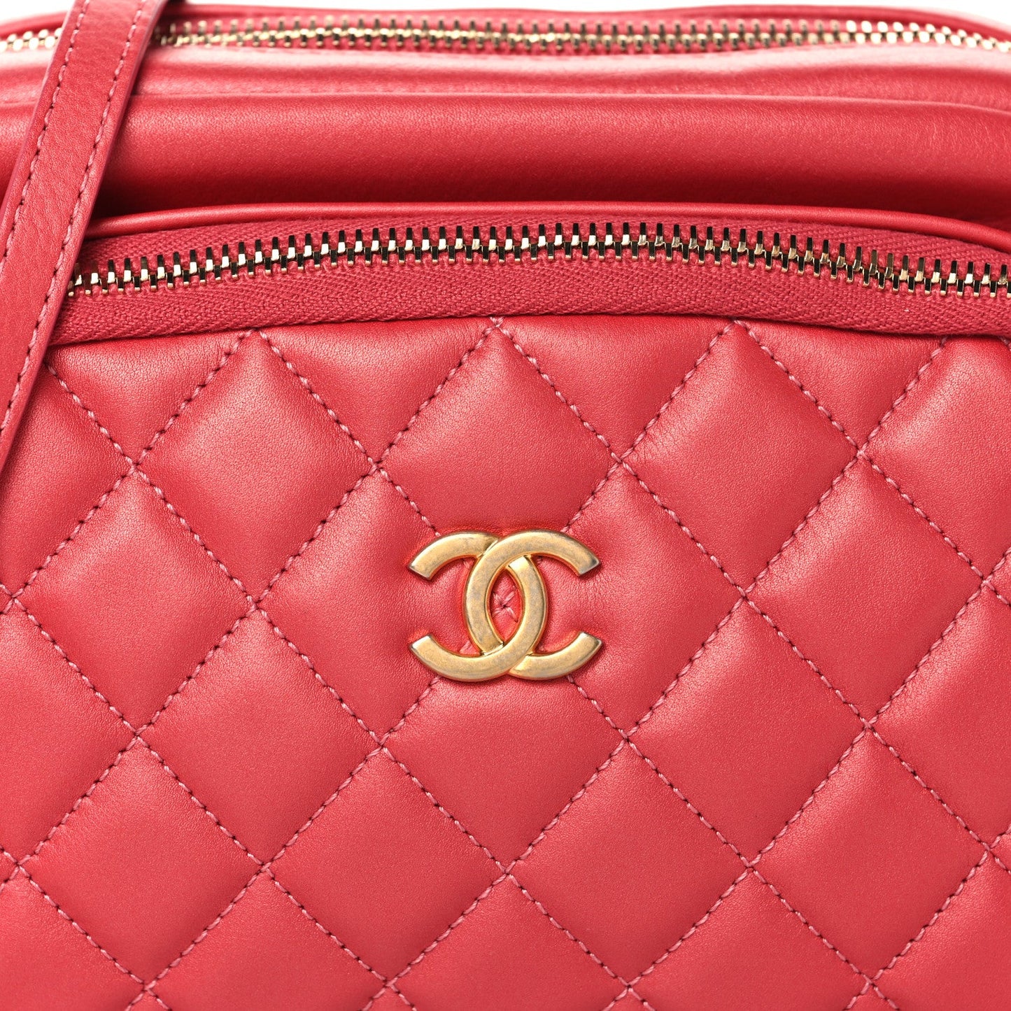 Chanel Calfskin Quilted Day Trips Camera Case Pink