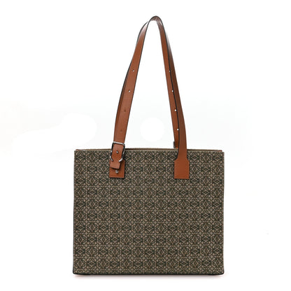 Loewe Jacquard Anagram Calfskin Buckle Tote Green