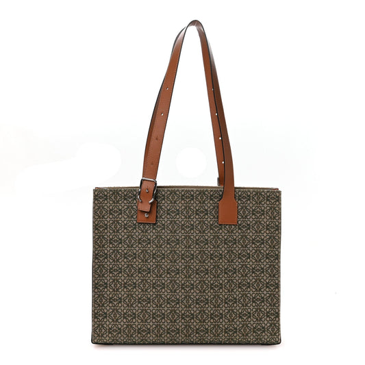 Loewe Jacquard Anagram Calfskin Buckle Tote Green