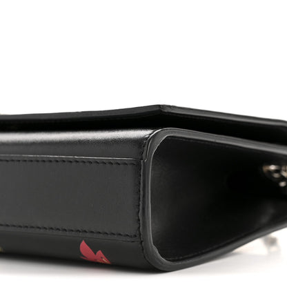 Saint Laurent Calfskin Medium Heart Bolts Monogram Kate Satchel Black