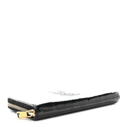 Saint Laurent Textured Patent Monogram Belle De Jour Zip Around Wallet Black