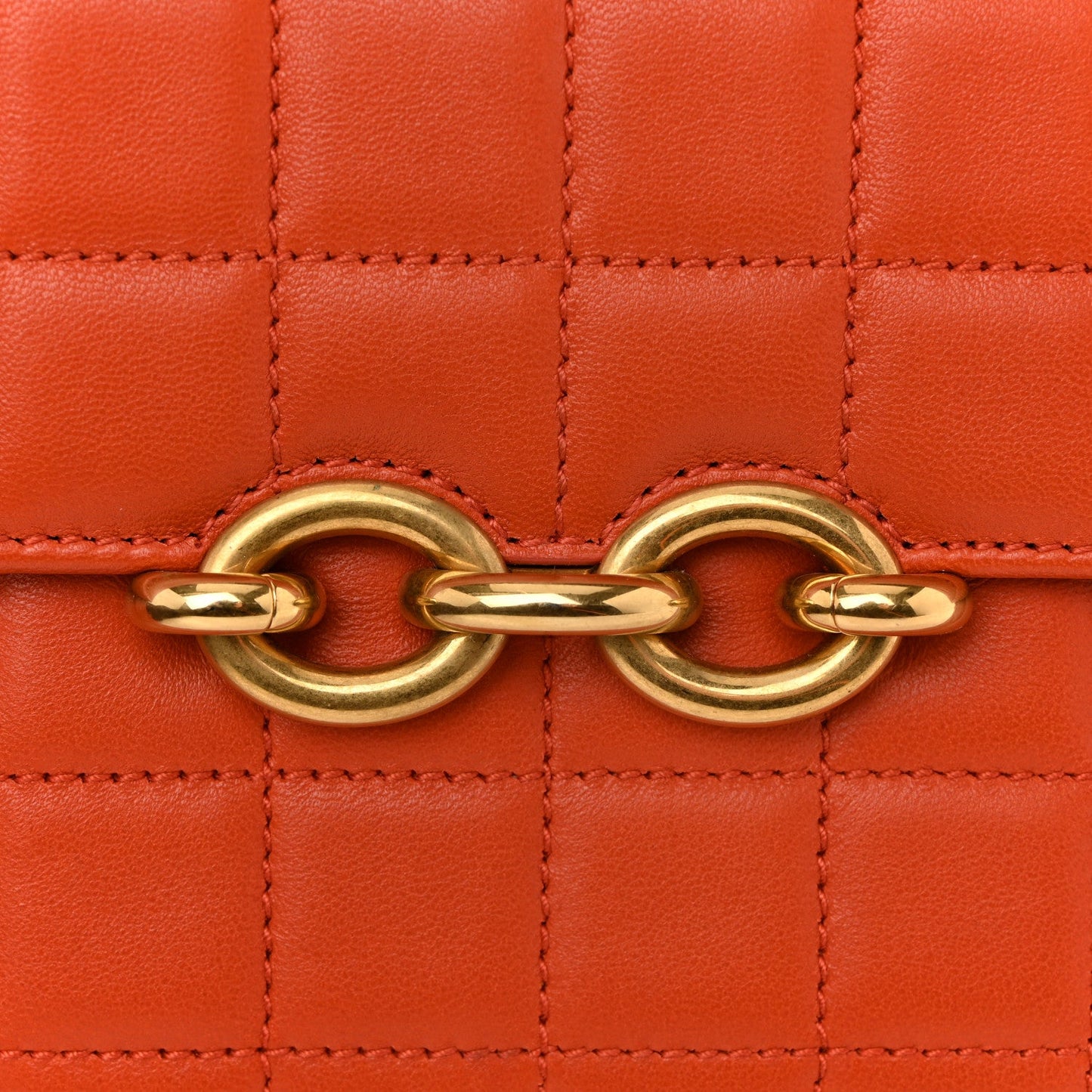 Saint Laurent Lambskin Carre Quilted Le Maillon Satchel Orange