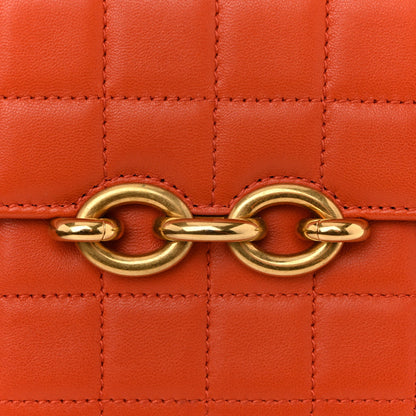 Saint Laurent Lambskin Carre Quilted Le Maillon Satchel Orange