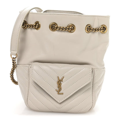 Saint Laurent Lambskin Matelasse Monogram Joe Nano Bucket Bag Crema Soft