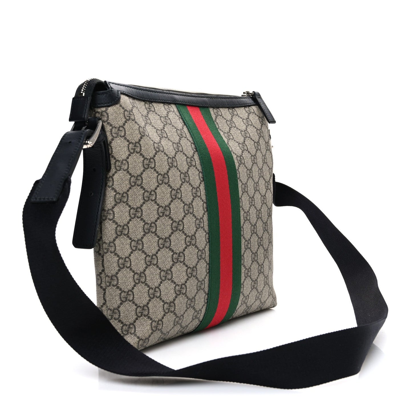 Gucci GG Supreme Monogram Web Messenger Bag Black