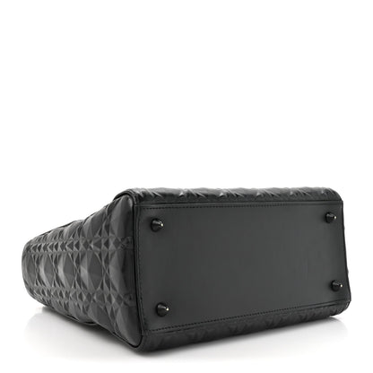 Christian Dior Calfskin Cannage Diamond Cannage Medium Lady Dior Black