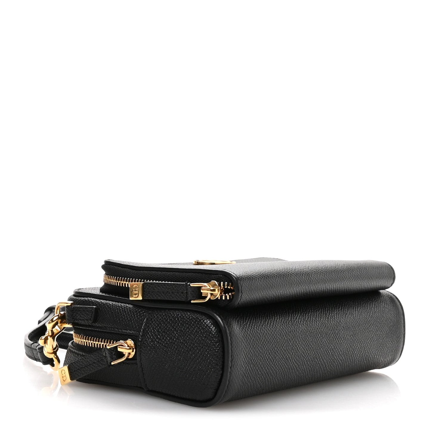 Christian Dior Grained Calfskin Caro Double Pouch Black