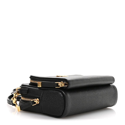 Christian Dior Grained Calfskin Caro Double Pouch Black