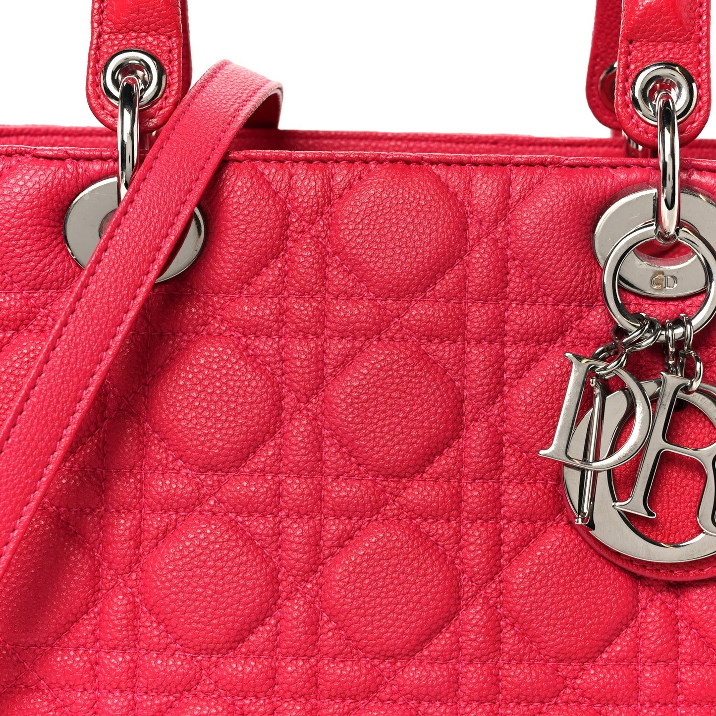 Christian Dior Grained Calfskin Cannage Medium Lady Dior Pink