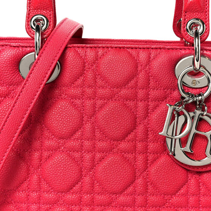 Christian Dior Grained Calfskin Cannage Medium Lady Dior Pink