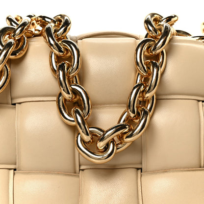 Bottega Veneta Lambskin Maxi Intreccio Padded Chain Cassette Crossbody Bag Porridge