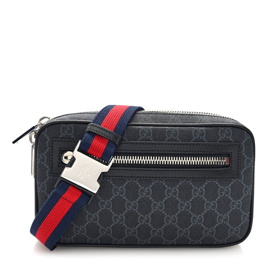 Gucci Soft GG Supreme Monogram Web Belt Bag Black Grey