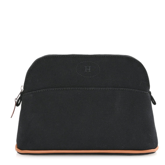 Hermes Cotton Canvas Mini Bolide Travel Cosmetic Pouch Black