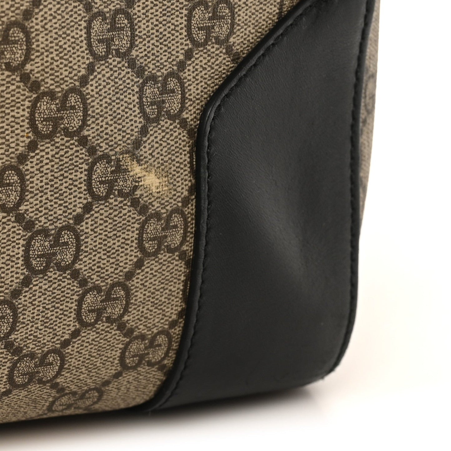 Gucci GG Supreme Monogram Selleria Calfskin Large Duffle Beige Ebony Black