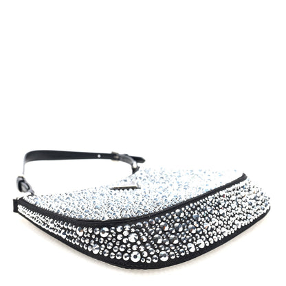 Prada Satin Crystal Cleo Adjustable Strap Shoulder Bag Metal