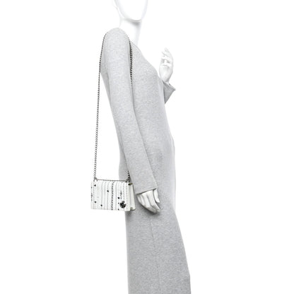 Christian Dior Calfskin Printed Mini Diorama Flap Bag White
