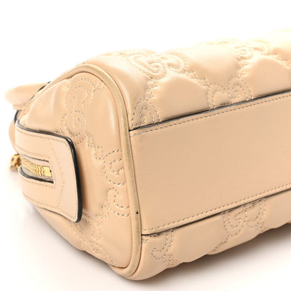 Gucci Calfskin GG Matelasse Mini Bowler Bag Naturale