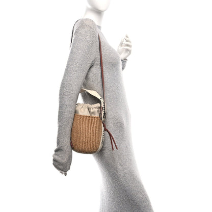 Chloe Raffia Calfskin Small Woody Basket Bag Brown