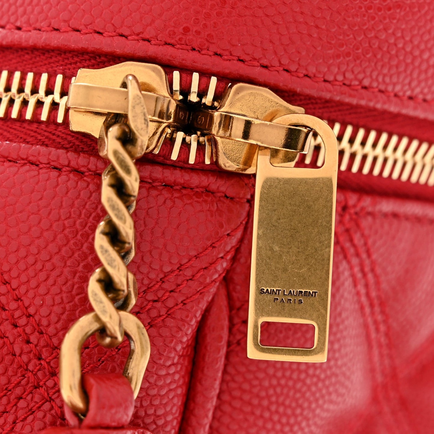 Saint Laurent Grain de Poudre Quilted 80's Vanity Bag Rouge Eros