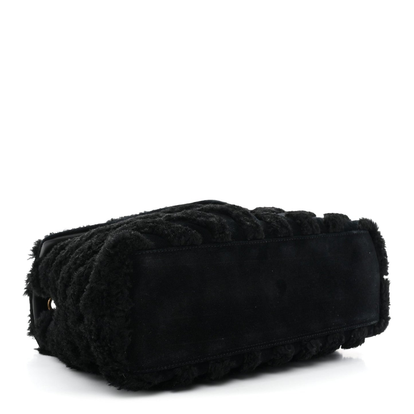 Saint Laurent Shearling Y Quilted Monogram Medium Loulou Chain Satchel Black