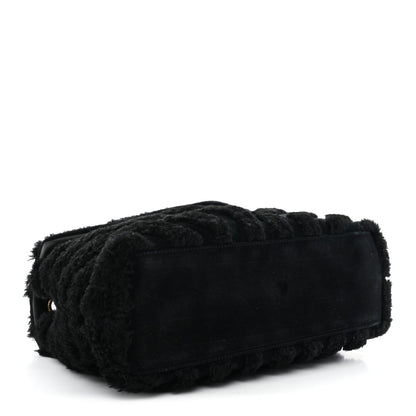 Saint Laurent Shearling Y Quilted Monogram Medium Loulou Chain Satchel Black