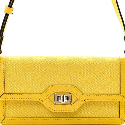 Gucci GG Monogram Textured Dollar Calfskin Mini Luce Shoulder Bag Yellow