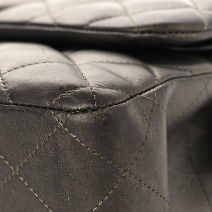Chanel Metallic Lambskin Quilted Jumbo Double Flap Pewter