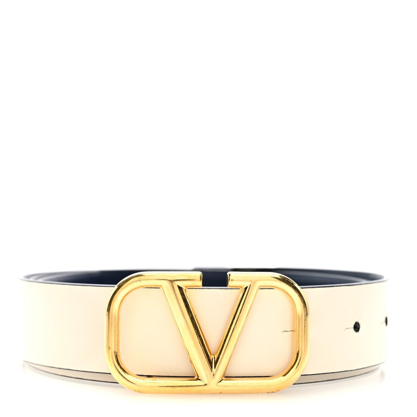Valentino Garavani Calfskin VLogo Reversible Belt 100 40 Navy White
