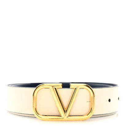 Valentino Garavani Calfskin VLogo Reversible Belt 100 40 Navy White