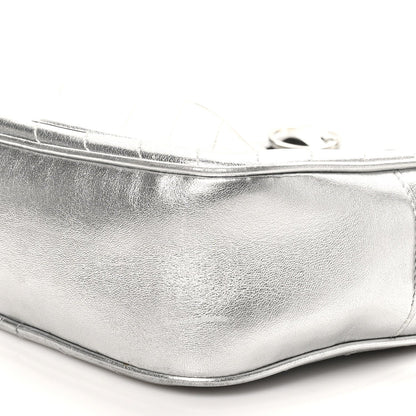 Gucci Metallic Sakai Be Green Calfskin Diagonal Stitched Small Blondie Shoulder Bag Silver