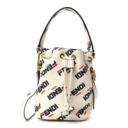 Fendi X FILA Vitello F is Fendi Mania Mini Mon Tresor Bucket Bag White