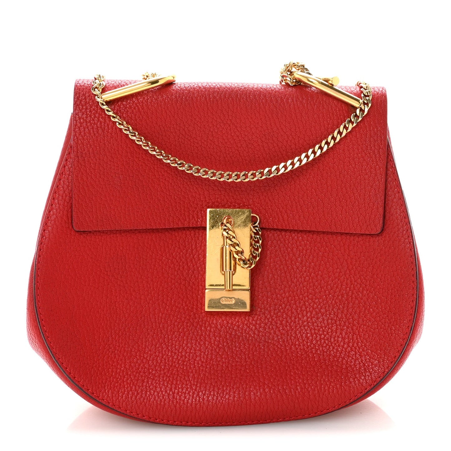 Chloe Grained Lambskin Drew Shoulder Bag Plaid Red