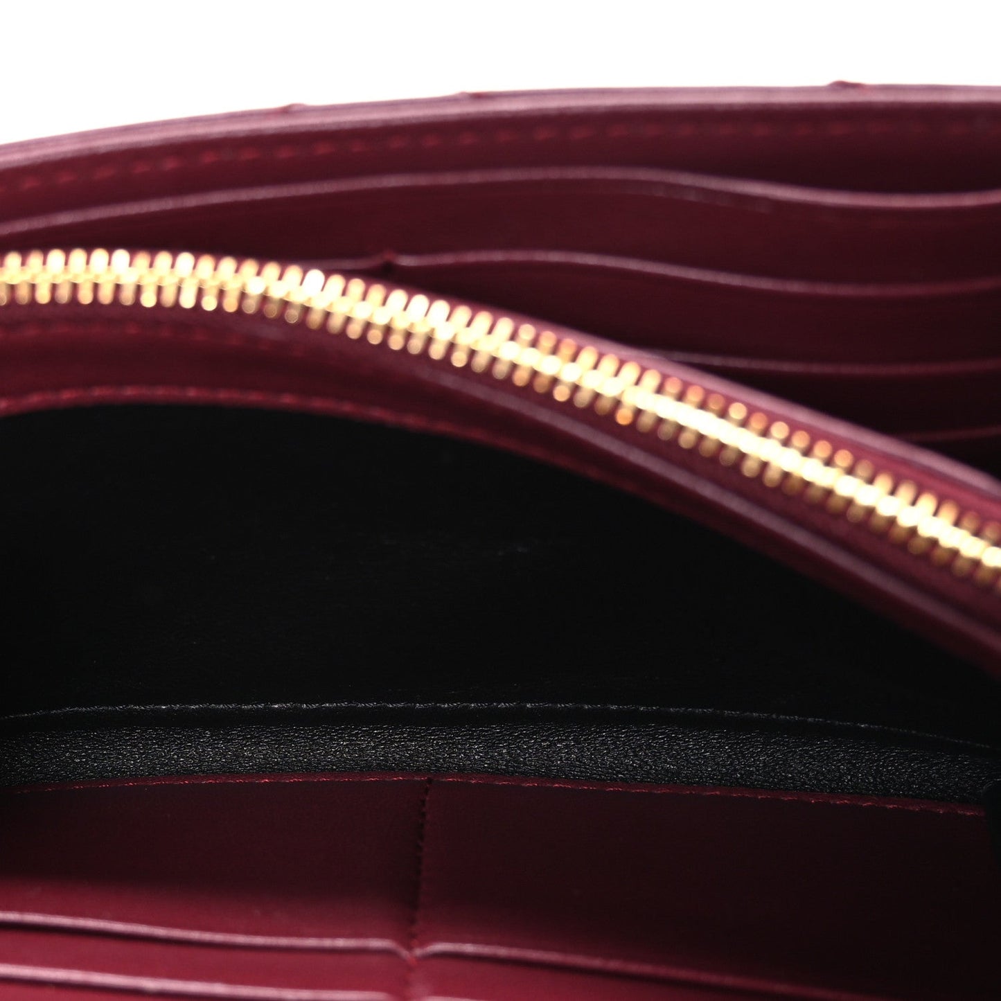 Saint Laurent Calfskin Matelasse Chevron Monogram Flap Wallet Dark Bordeaux