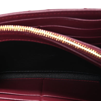 Saint Laurent Calfskin Matelasse Chevron Monogram Flap Wallet Dark Bordeaux