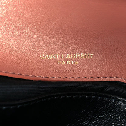 Saint Laurent Suede Matelasse Chevron Monogram Mini College Bag Barely Pink