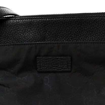 Gucci Nylon Monogram Dollar Calfskin Flat Messenger Bag Black