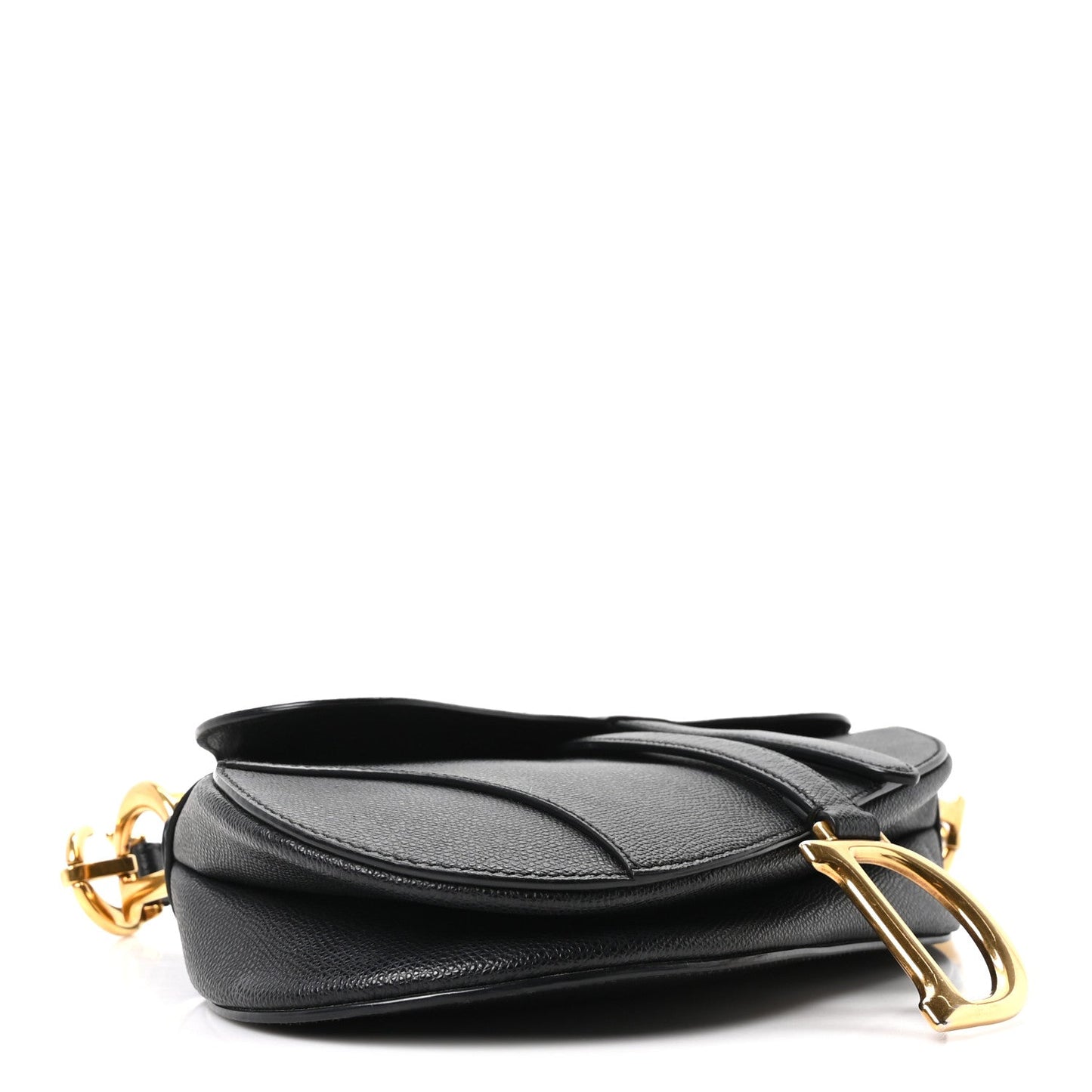 Christian Dior Grained Calfskin Saddle Bag Black