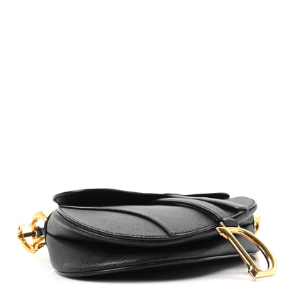 Christian Dior Grained Calfskin Saddle Bag Black