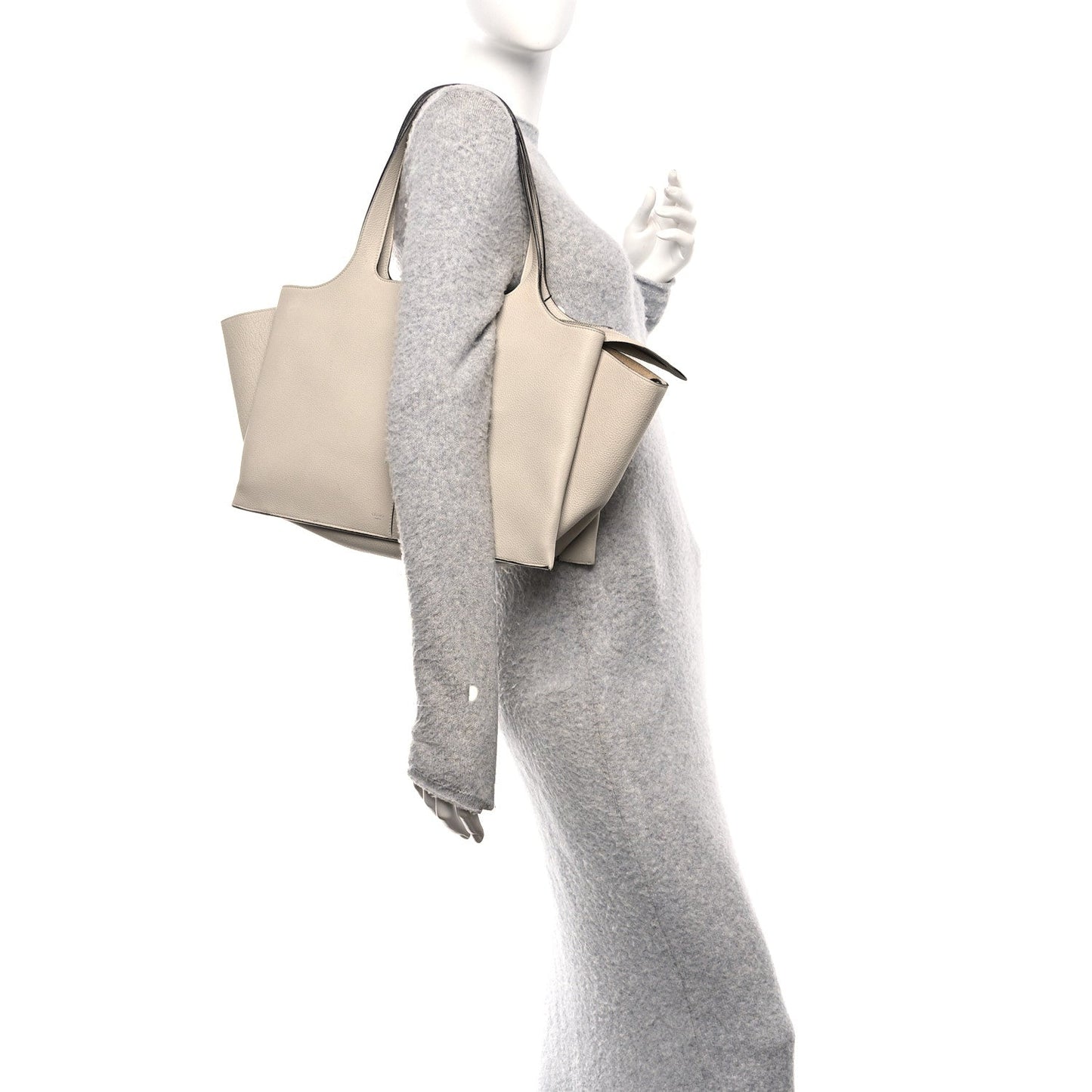 Celine Baby Grained Calfskin Medium Tri-Fold Bag Powder