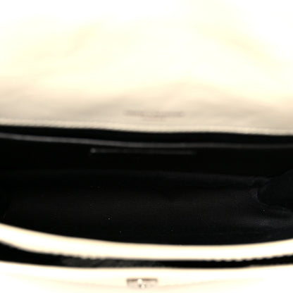 Saint Laurent Crinkled Calfskin Matelasse Monogram Baby Niki Chain Satchel Crema Soft