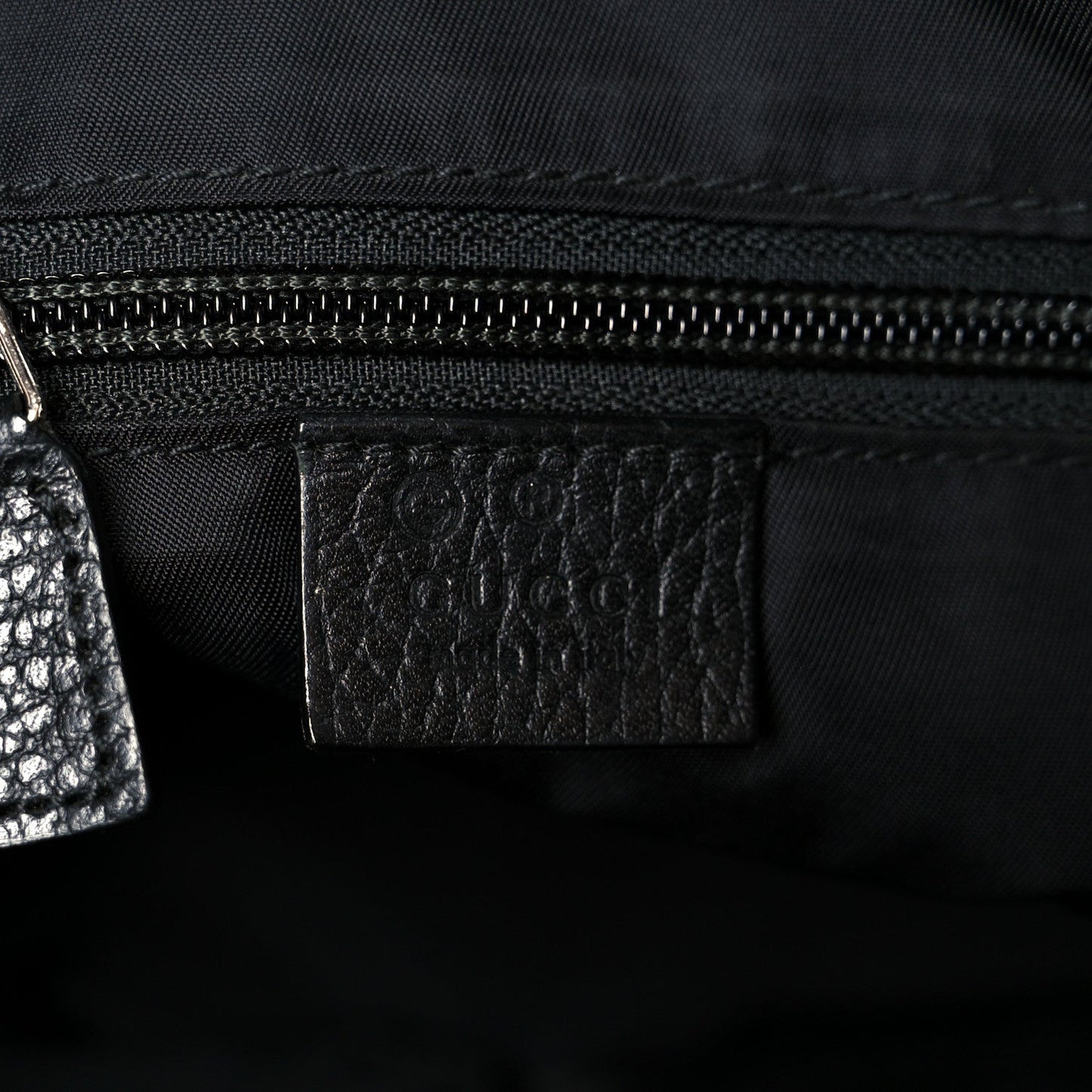 Gucci Nylon Monogram Dollar Calfskin Flat Messenger Bag Black