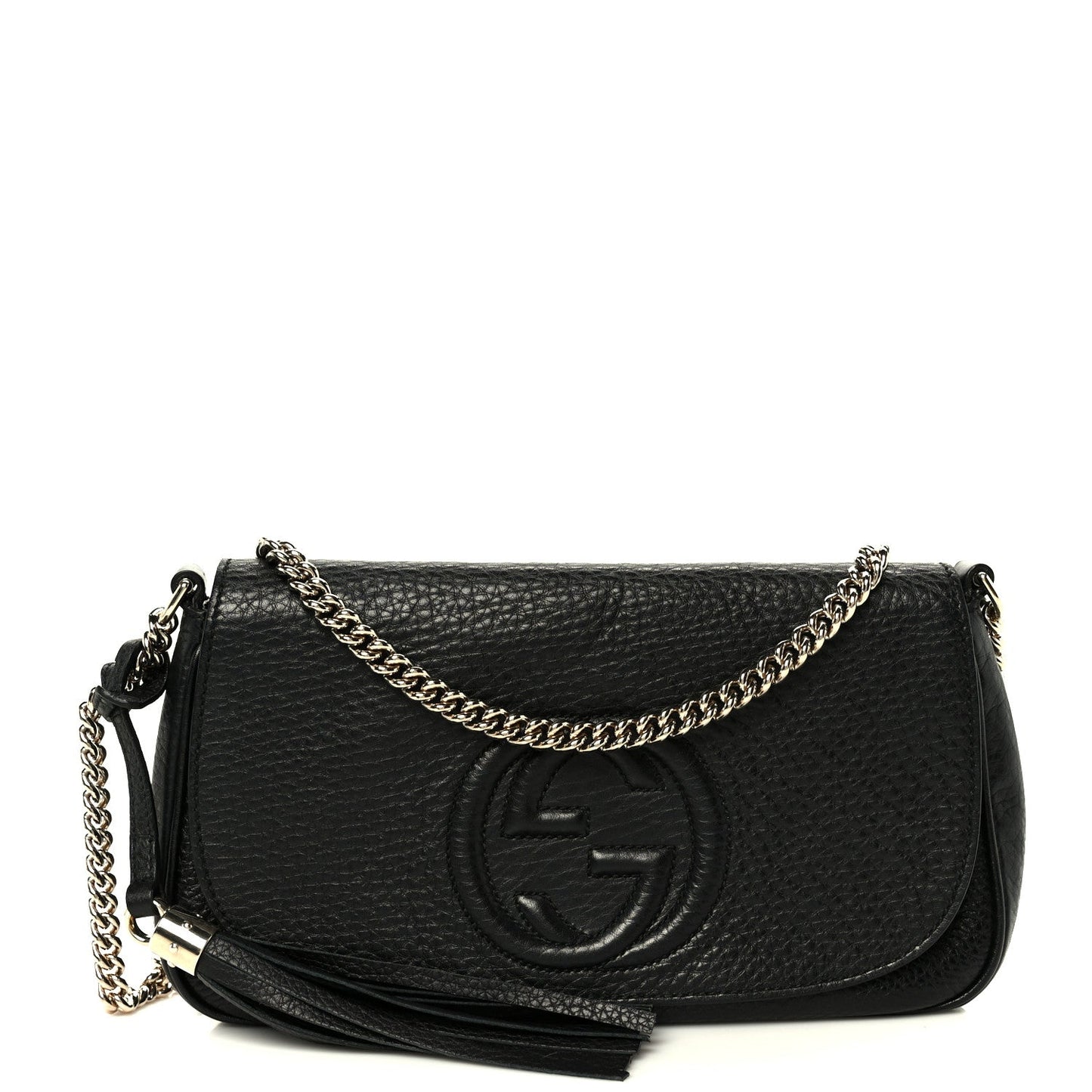 Gucci Pebbled Calfskin Medium Soho Flap Crossbody Black