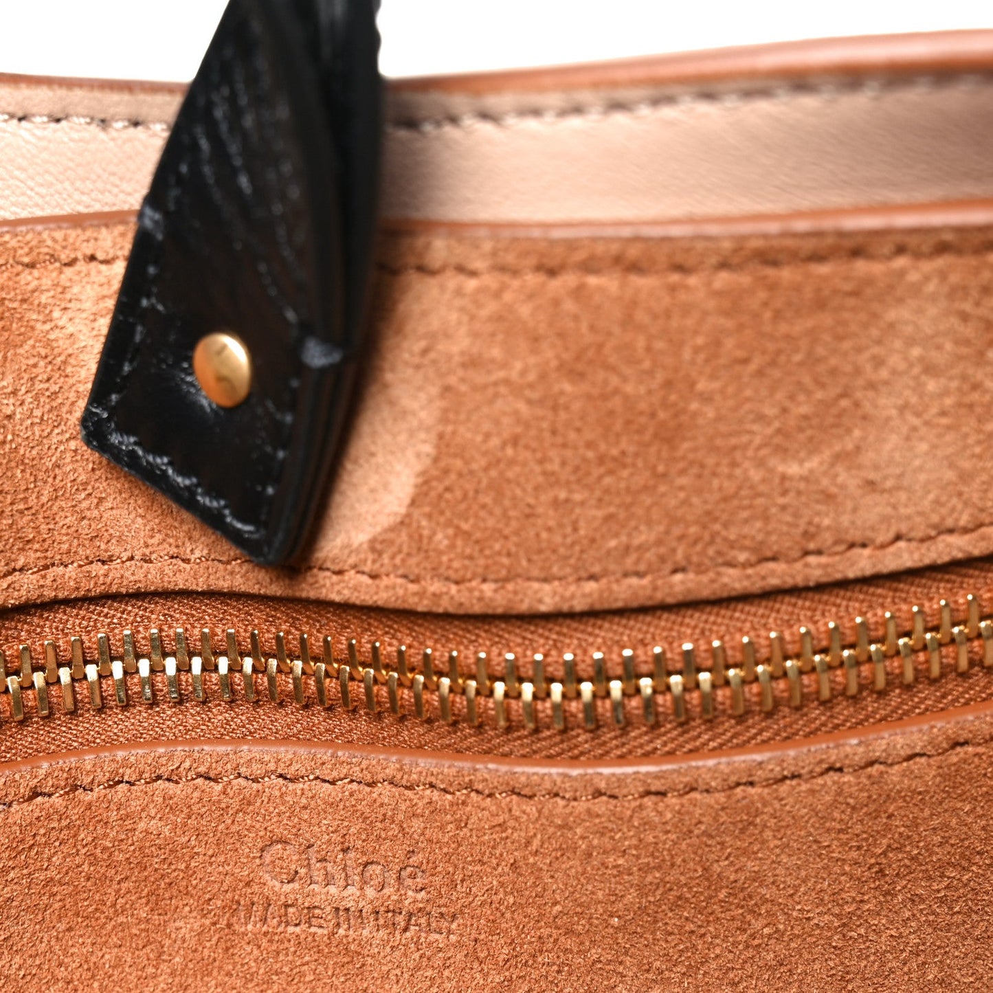 Chloe Suede Calfskin Marcie Hobo Bag Black Tan