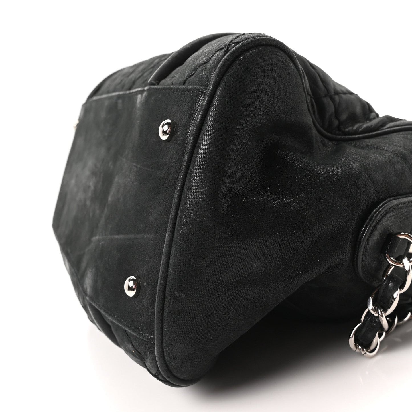 Chanel Iridescent Calfskin Quilted Relax CC Bowler Bag Black